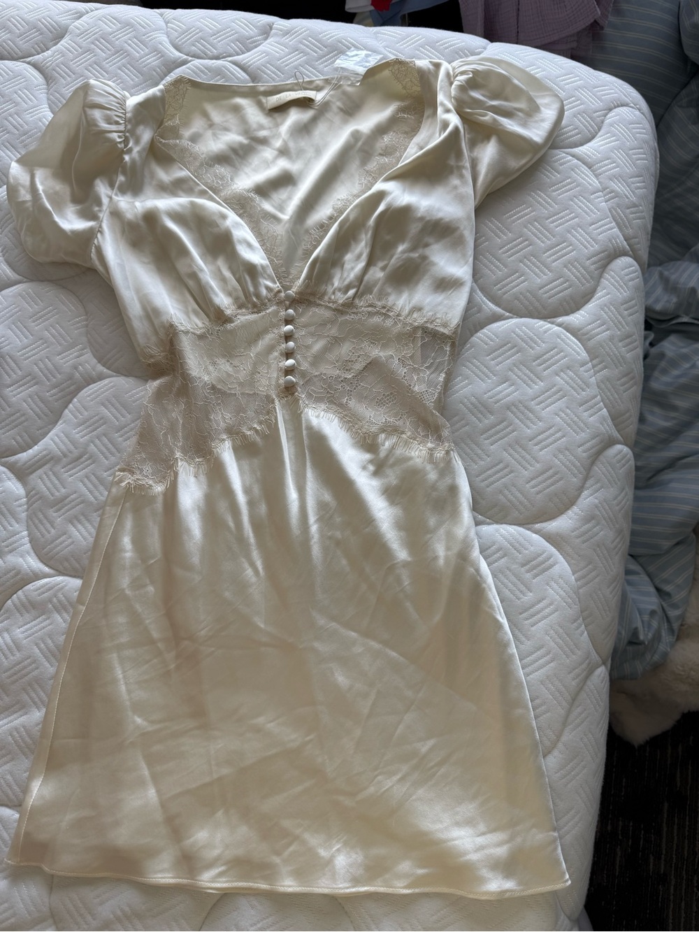 Elegant Ivory Lace-Trim Maxi Dress - Picture 6 of 6